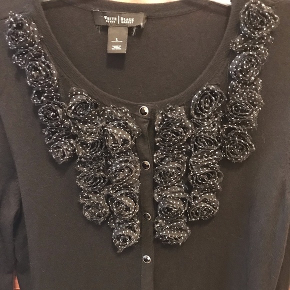 WHBM black cardigan with polkadot detail - Picture 9 of 16